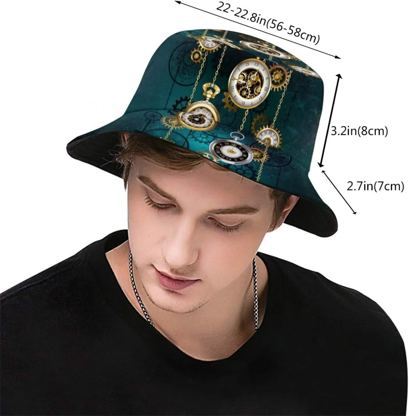 Steampunk Bucket Hat Fashion Beach Sun Wide Brim Cap Outdoor Fisherman Hats for Women Men Teens