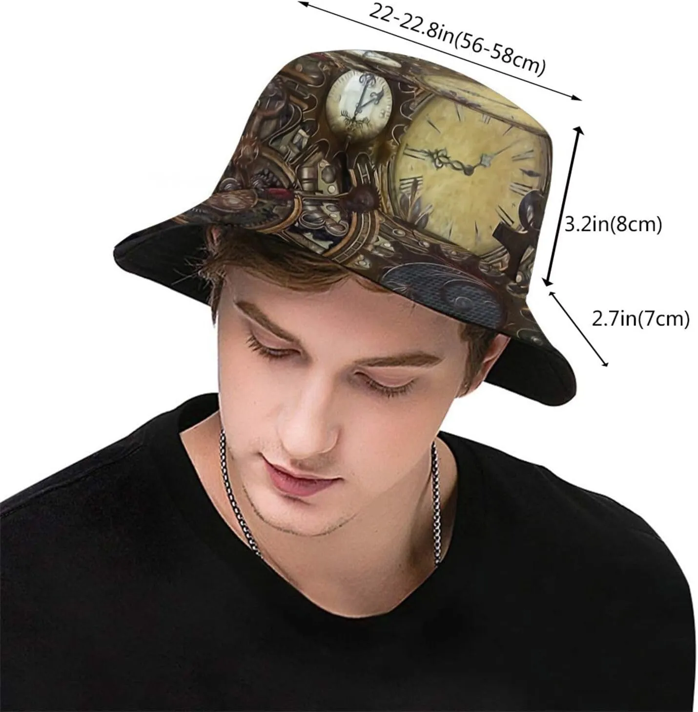 Steampunk Bucket Hat Fashion Beach Sun Wide Brim Cap Outdoor Fisherman Hats for Women Men Teens