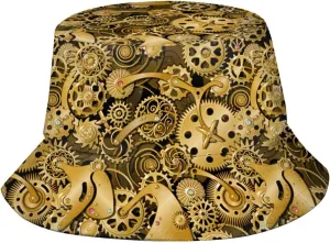 Steampunk Bucket Hat Fashion Beach Sun Wide Brim Cap Outdoor Fisherman Hats for Women Men Teens