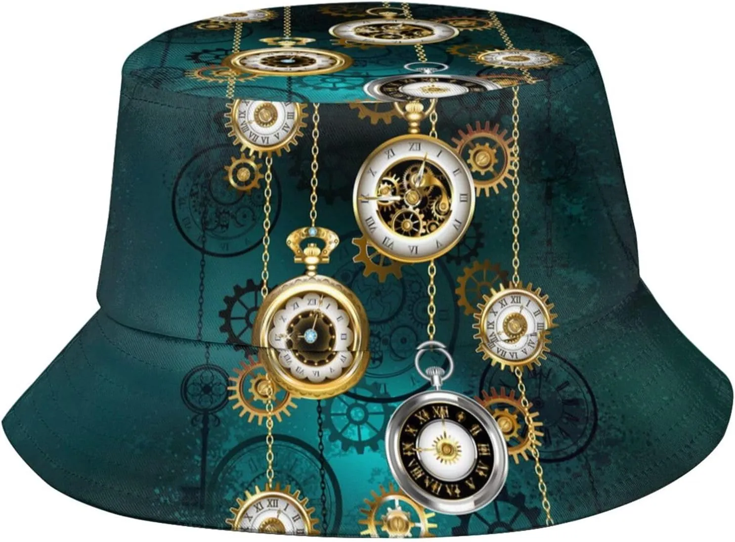 Steampunk Bucket Hat Fashion Beach Sun Wide Brim Cap Outdoor Fisherman Hats for Women Men Teens