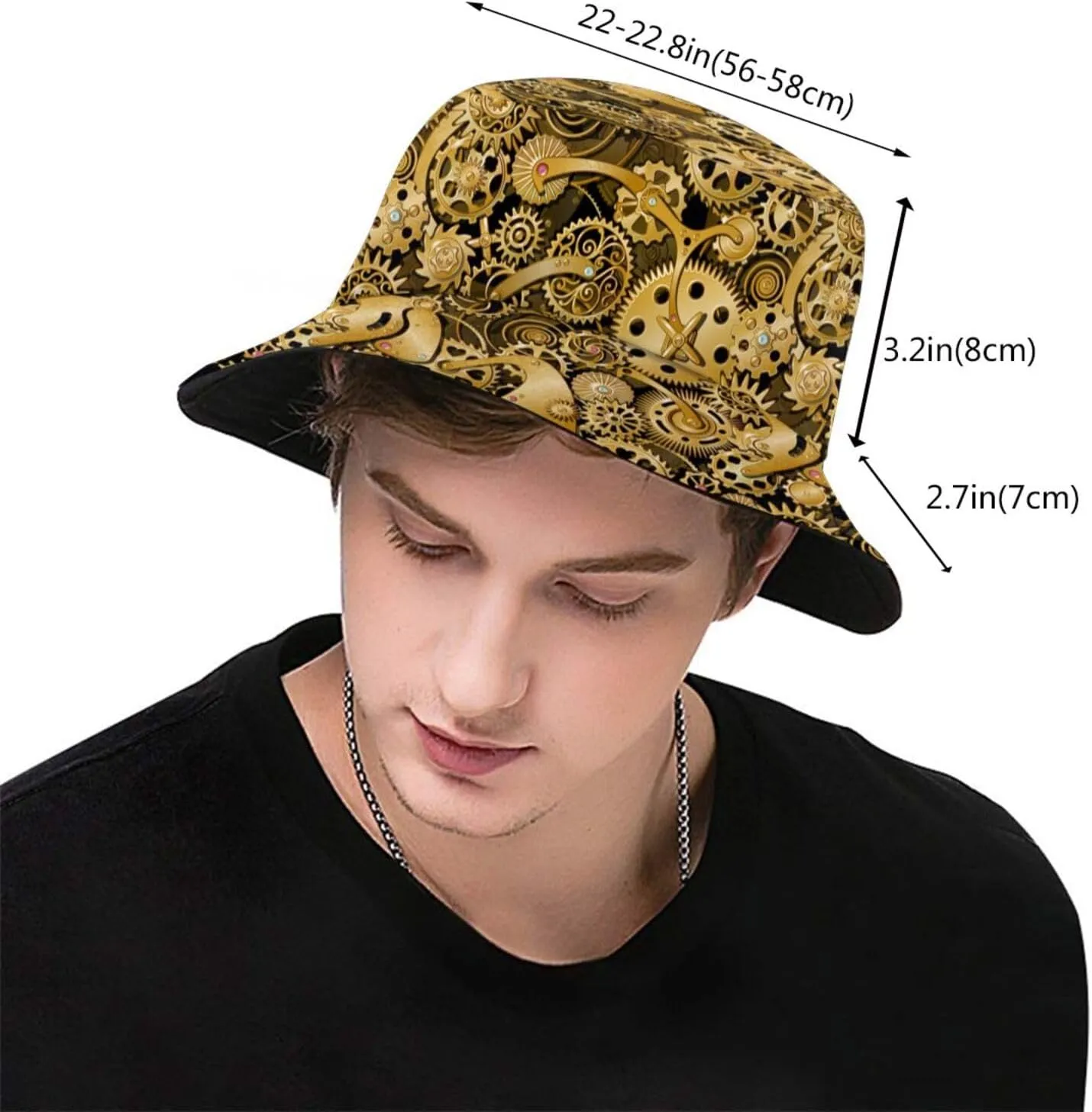Steampunk Bucket Hat Fashion Beach Sun Wide Brim Cap Outdoor Fisherman Hats for Women Men Teens