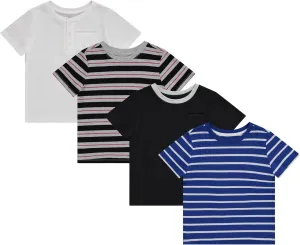 Stitch & Stone Boys 4-Pack Graphic Tees: Fun & Comfortable T-Shirts for Boys Size 4-14