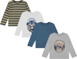 Stitch & Stone Boys 4-Pack Long Sleeve Graphic Tops, Stylish and Comfortable Tees for Kids