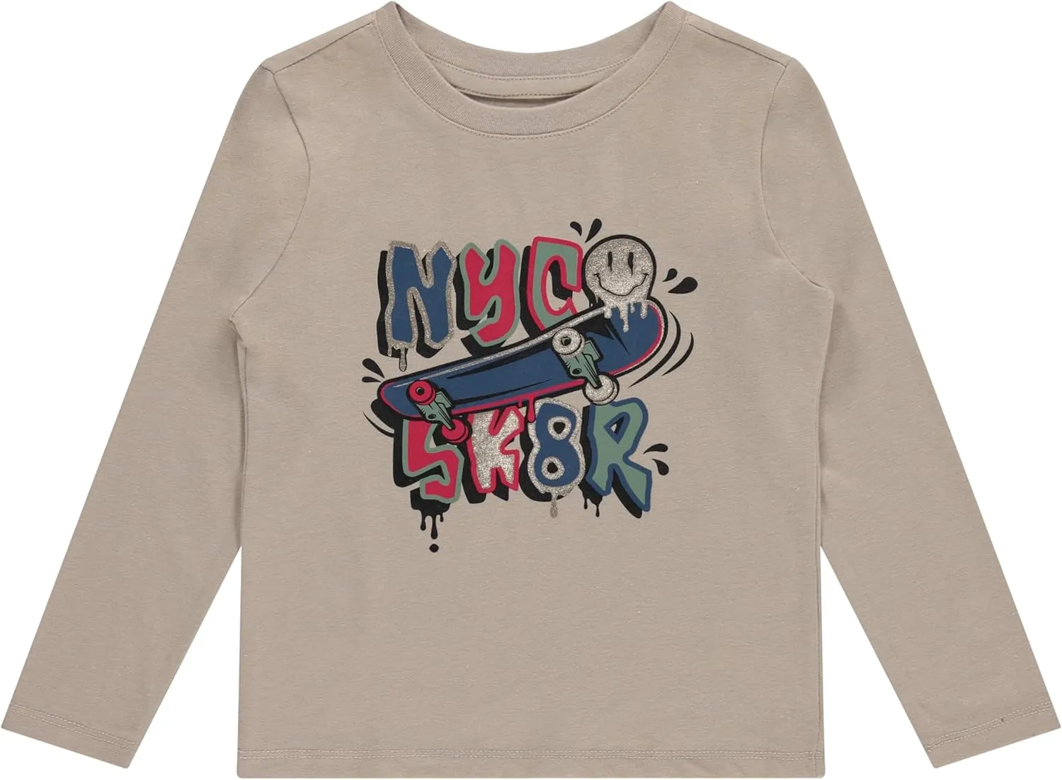 Stitch & Stone Boys 4-Pack Long Sleeve Graphic Tops, Stylish and Comfortable Tees for Kids