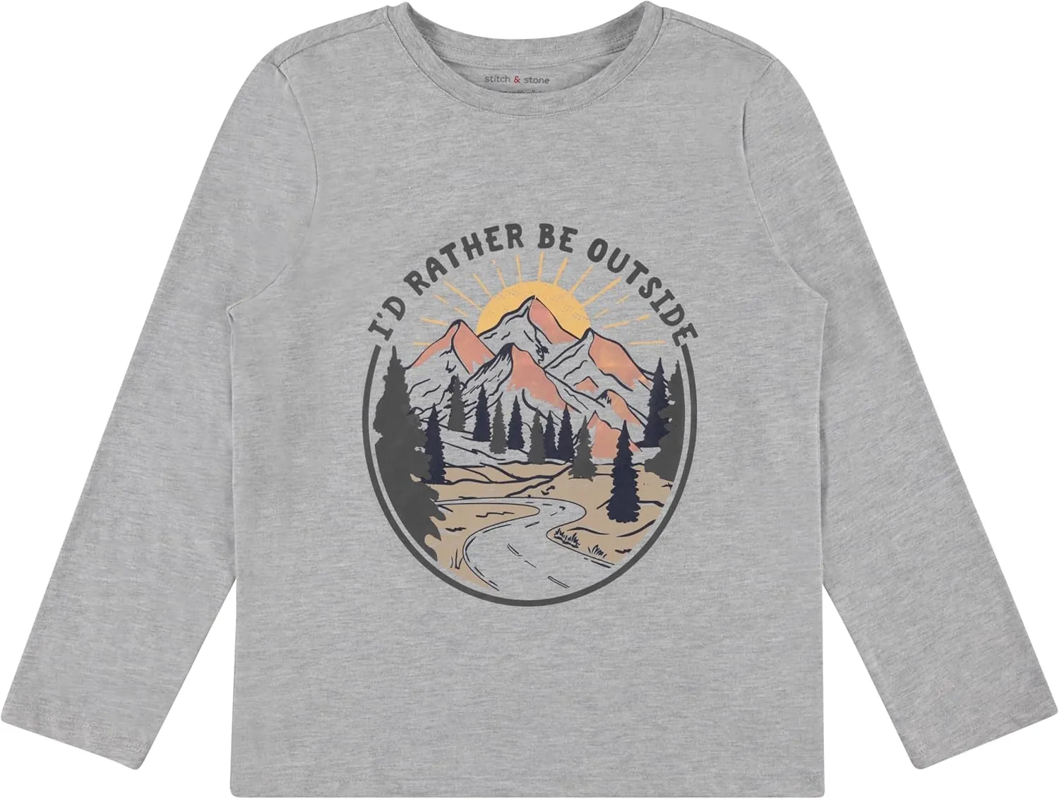 Stitch & Stone Boys 4-Pack Long Sleeve Graphic Tops, Stylish and Comfortable Tees for Kids