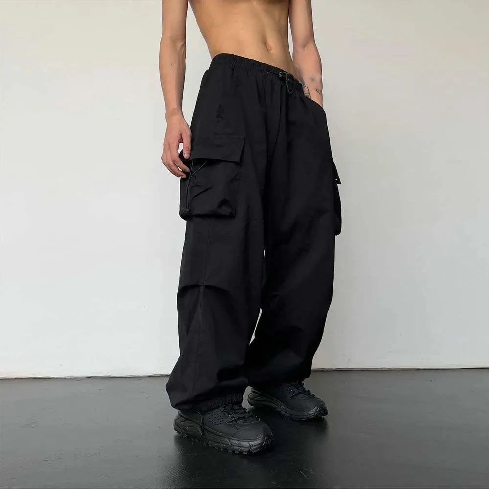 Streetwear Spring Summer Cargo Pants Men Multi-Pocket Casual Jogger Wide Leg Loose