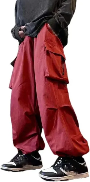 Streetwear Spring Summer Cargo Pants Men Multi-Pocket Casual Jogger Wide Leg Loose