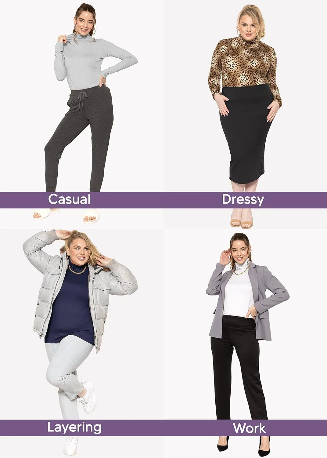 STRETCH IS COMFORT Women's Plus Size Relaxed and Regular Turtleneck | XL - 7X