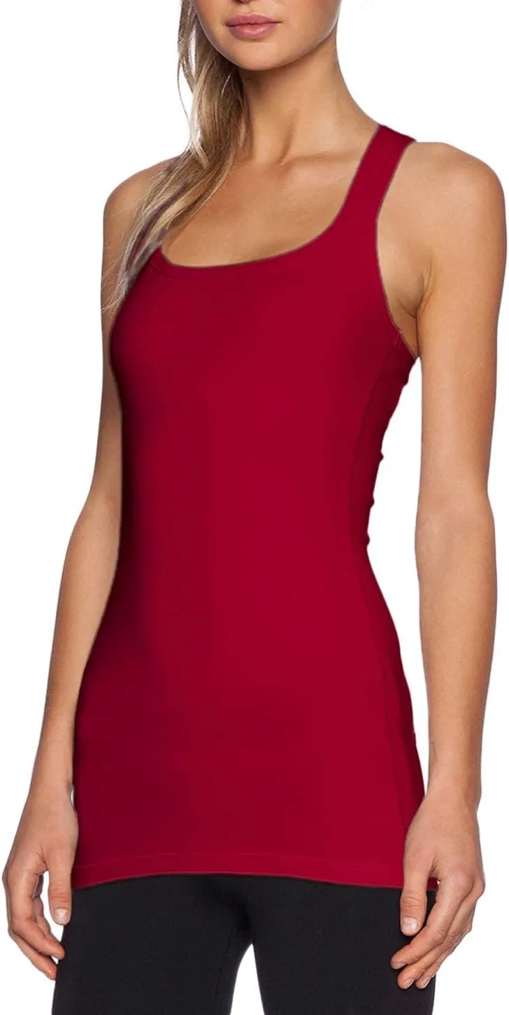 TAIPOVE Long Tank Tops for Women Cotton Layering Racerback Extra Long Camisole Activewear 3packs