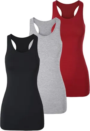 TAIPOVE Long Tank Tops for Women Cotton Layering Racerback Extra Long Camisole Activewear 3packs