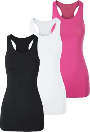 TAIPOVE Long Tank Tops for Women Cotton Layering Racerback Extra Long Camisole Activewear 3packs