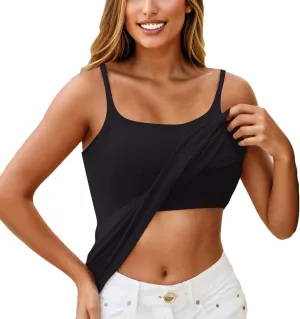 Tank Top for Women Double Lined Adjustable Spaghetti Straps Sleeveless Camisole Shirts