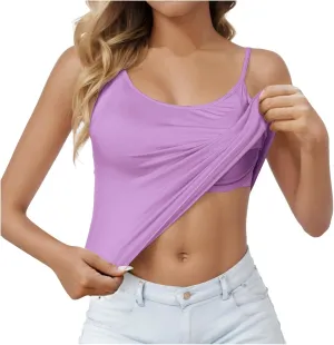 Tank Top with Built in Bra for Women Cute Tops Summer Workout Sports Padded Camisoles Sleeveless Under Clothes