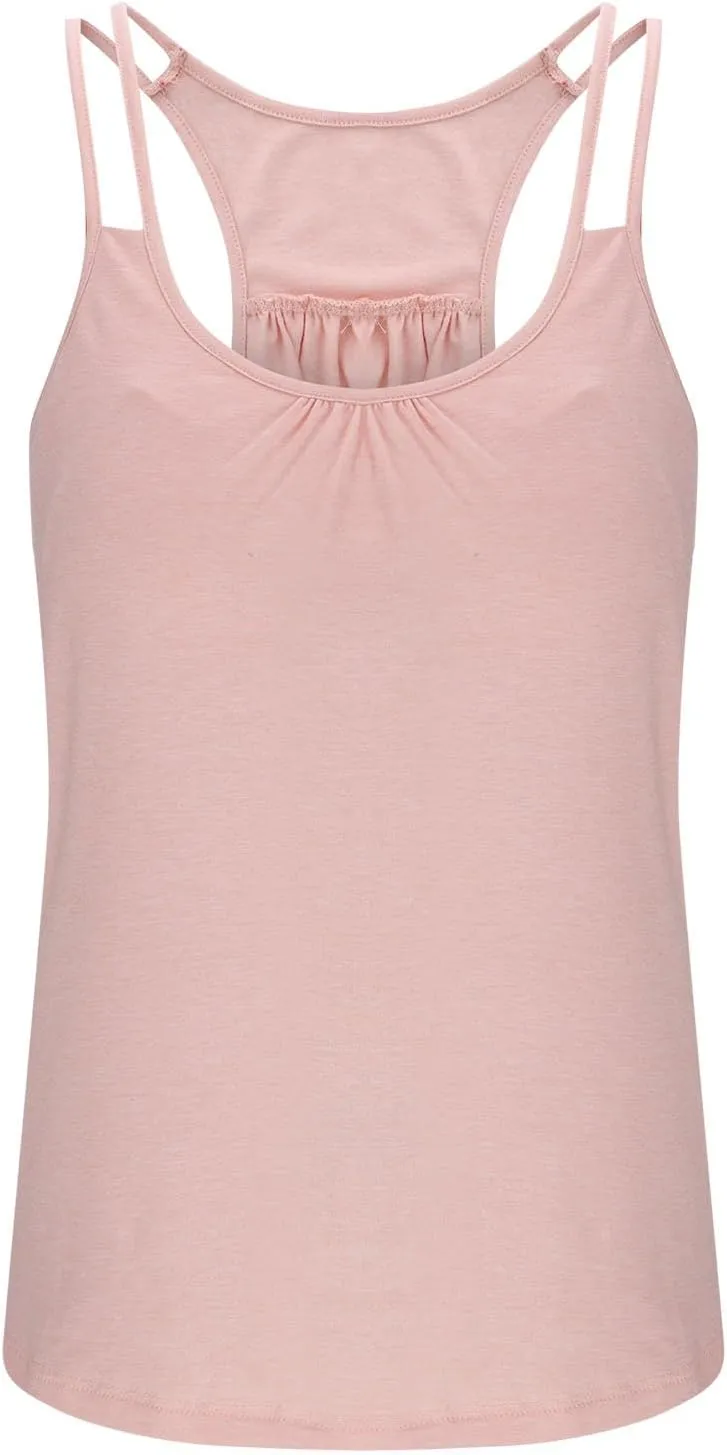 Tank Top with Built in Bra for Women Sports Cute Cami Shirts Summer Workout Camisoles Sleeveless Under Clothes