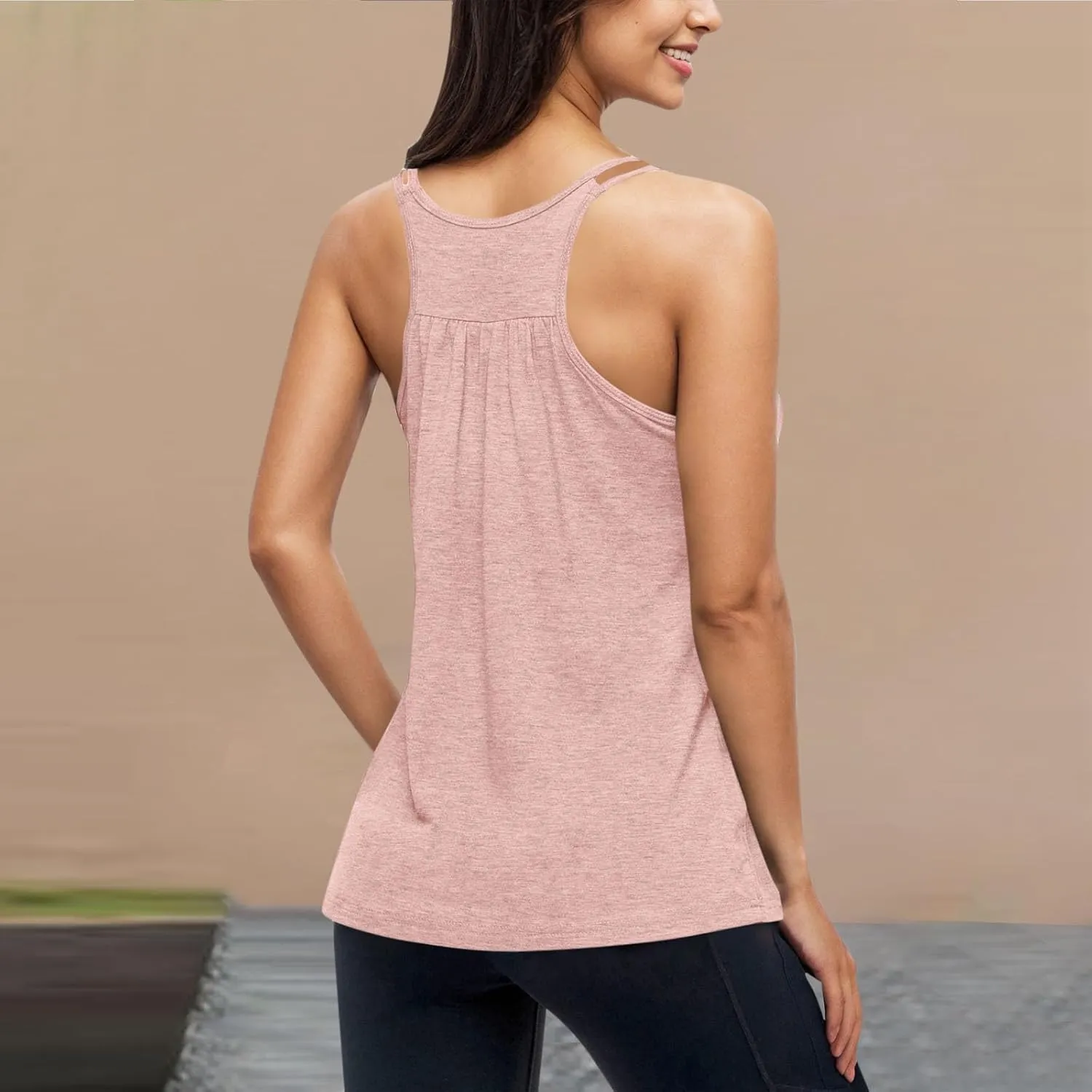 Tank Top with Built in Bra for Women Sports Cute Cami Shirts Summer Workout Camisoles Sleeveless Under Clothes