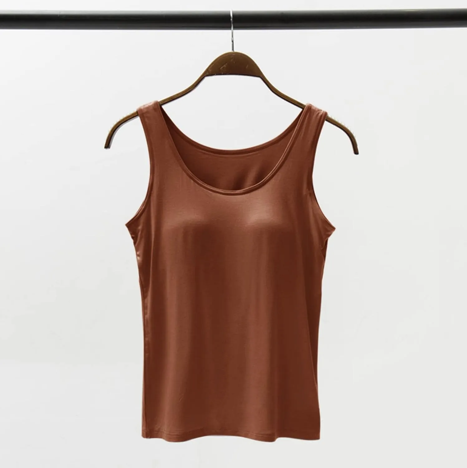 Tank Top with Built in Bra for Women Summer Casual Camisoles Basic Shirts Racerback Workout Fitted Tanks Cami Tops
