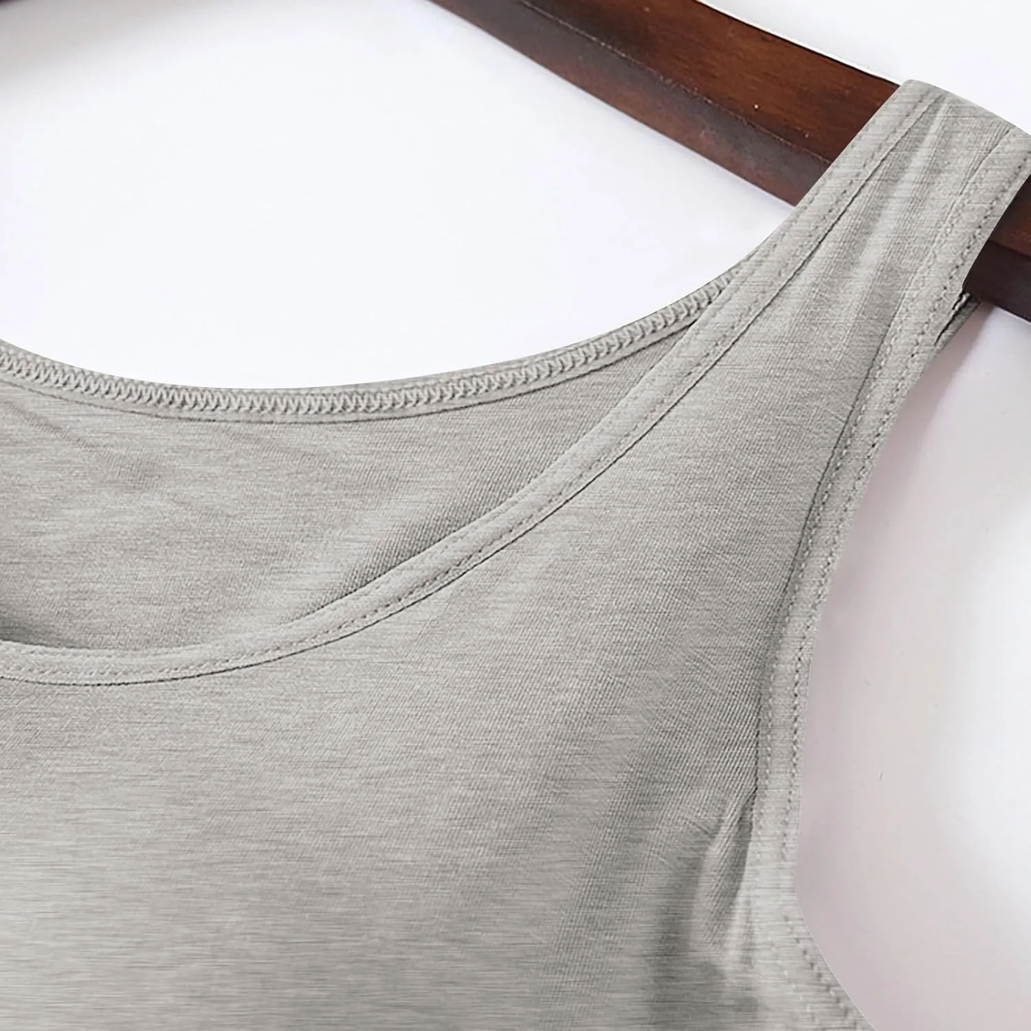 Tank Top with Built in Bra for Women Wide Strap Athletic Shelf Bra Workout Slim Fit Basic Lingerie Camisoles