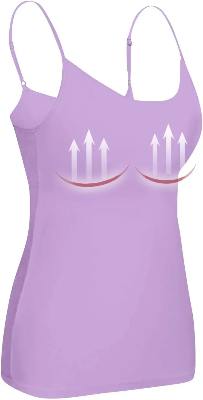 Tank Top with Built in Bra for Women Wide Strap Workout Lingerie Camisoles Slim Fit Basic Athletic Shelf Bra