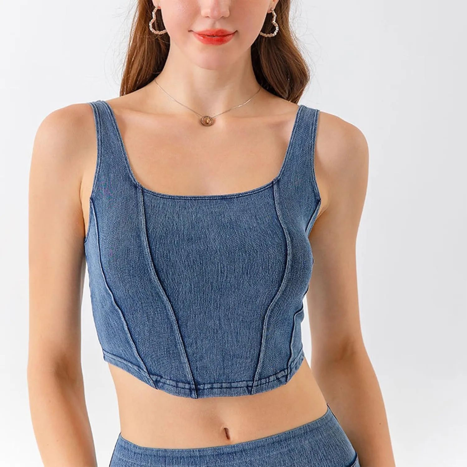 Tank Tops for Women 2025 U-Neck Sleeveless Workout Vest Stretch Denim Sports Lingerie Camisoles Without Pads