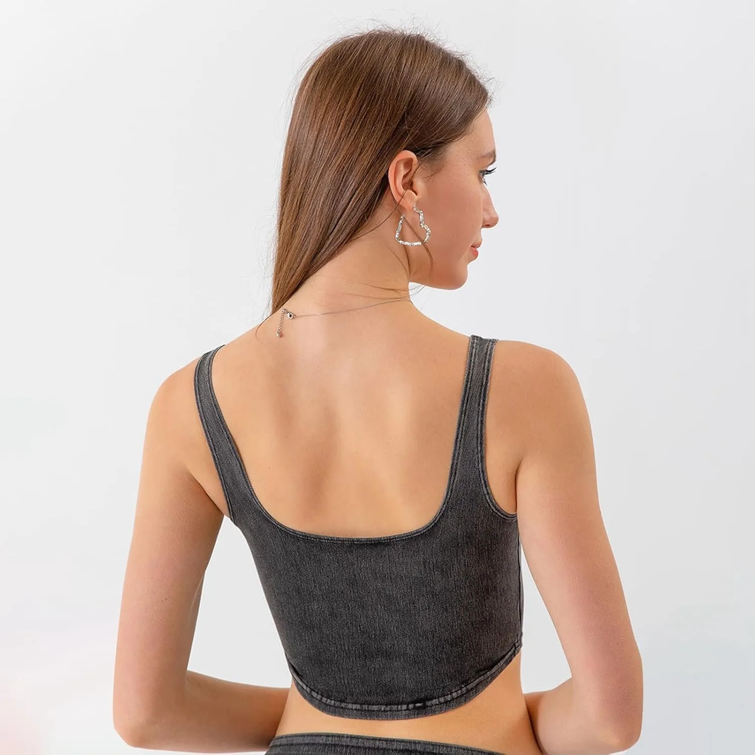 Tank Tops for Women 2025 U-Neck Sleeveless Workout Vest Stretch Denim Sports Lingerie Camisoles Without Pads