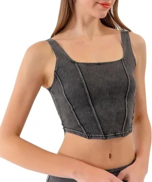 Tank Tops for Women 2025 U-Neck Sleeveless Workout Vest Stretch Denim Sports Lingerie Camisoles Without Pads