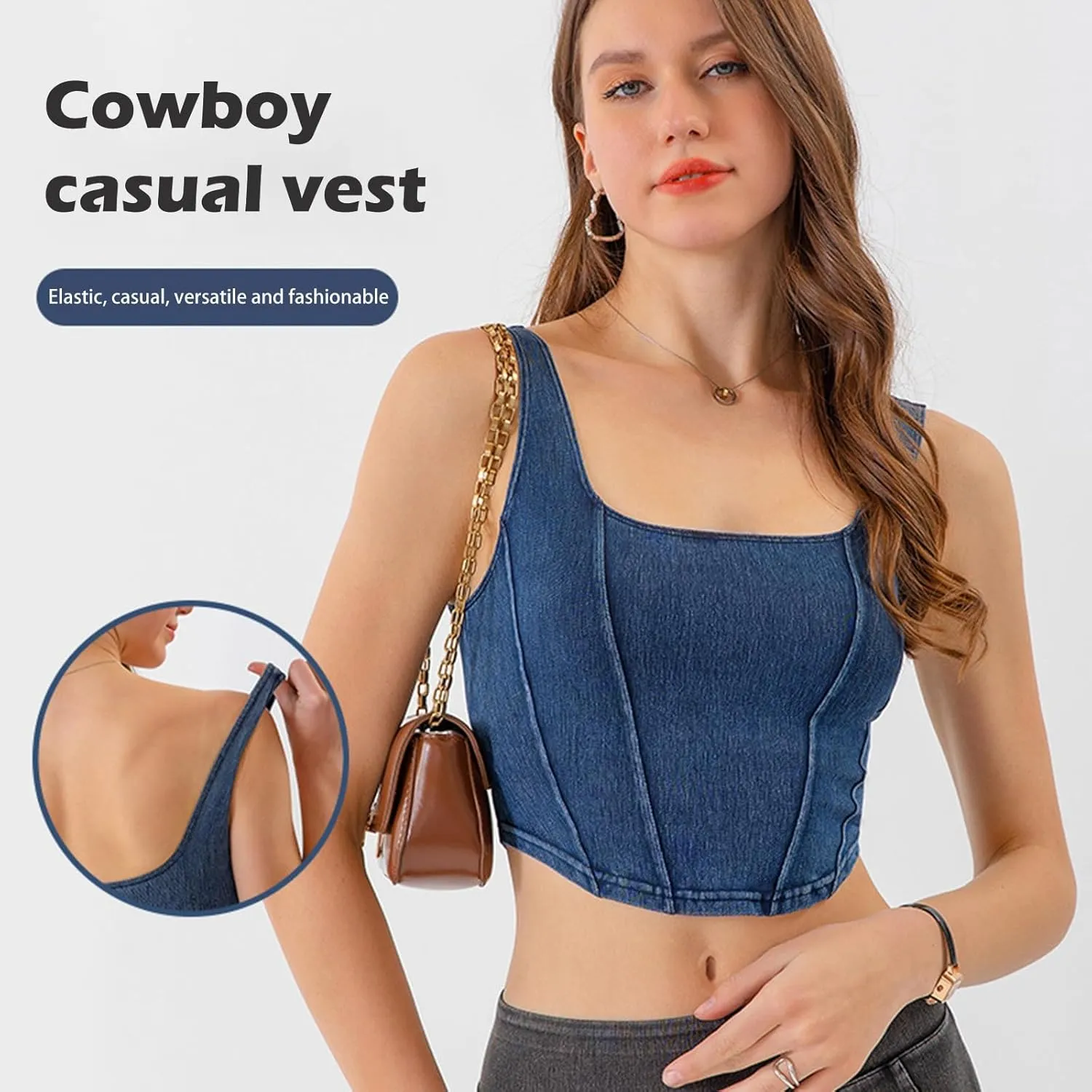 Tank Tops for Women 2025 U-Neck Sleeveless Workout Vest Stretch Denim Sports Lingerie Camisoles Without Pads