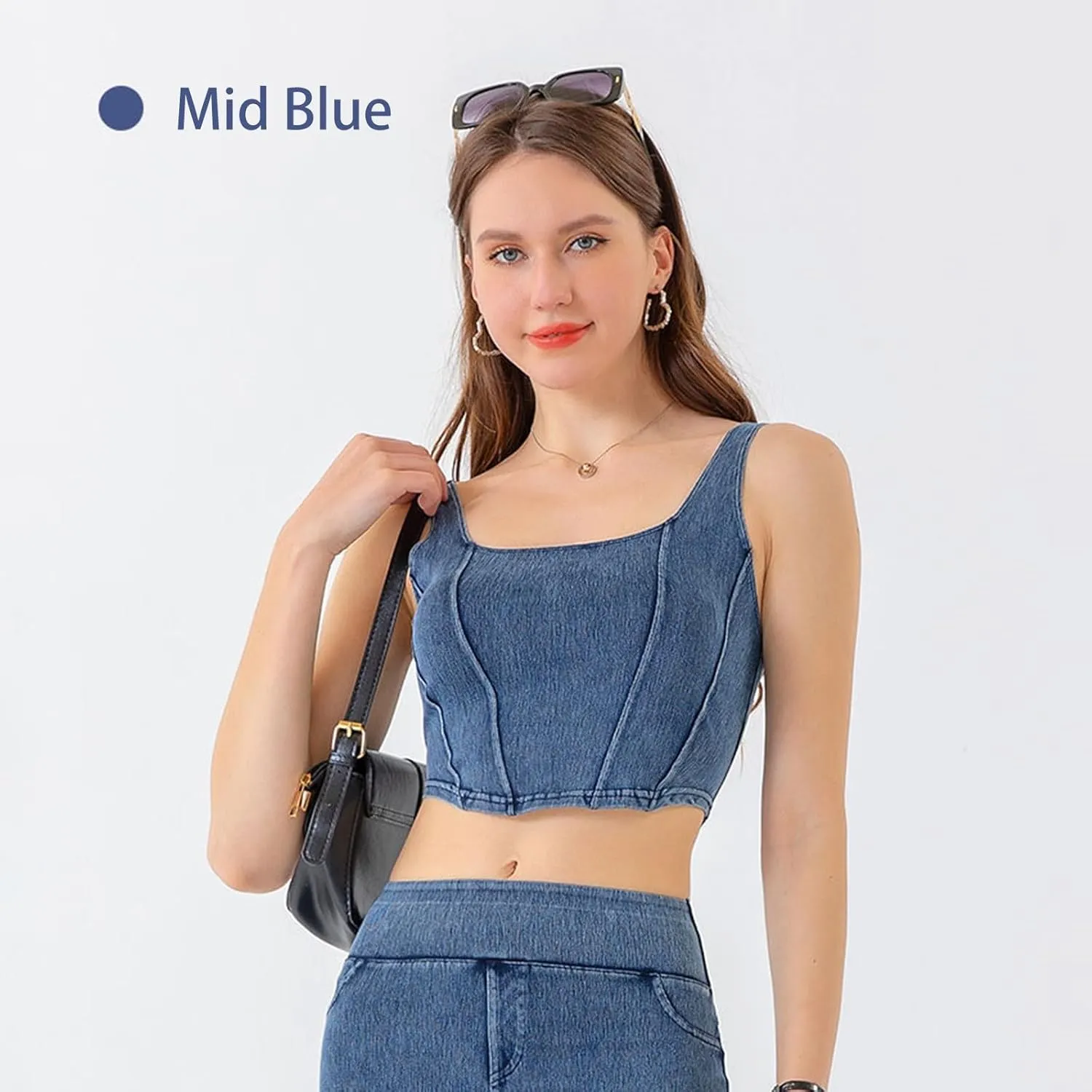 Tank Tops for Women 2025 U-Neck Sleeveless Workout Vest Stretch Denim Sports Lingerie Camisoles Without Pads
