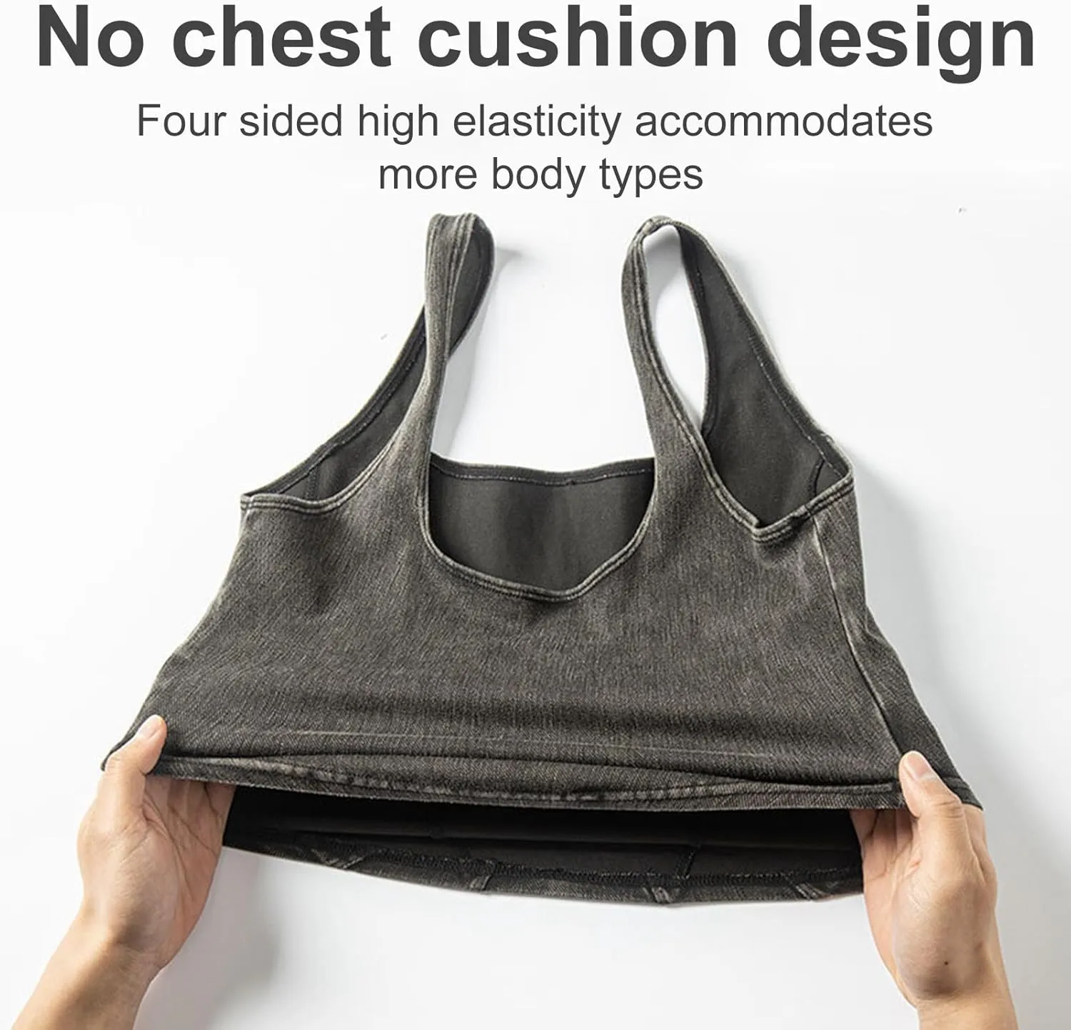 Tank Tops for Women 2025 U-Neck Sleeveless Workout Vest Stretch Denim Sports Lingerie Camisoles Without Pads