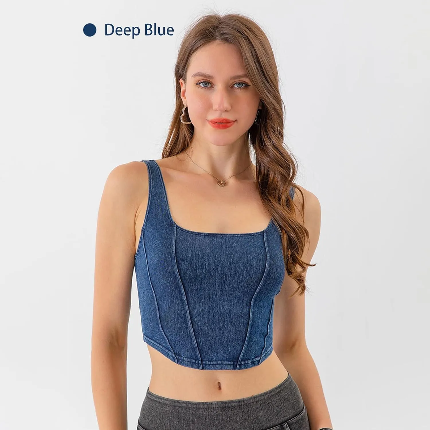 Tank Tops for Women 2025 U-Neck Sleeveless Workout Vest Stretch Denim Sports Lingerie Camisoles Without Pads