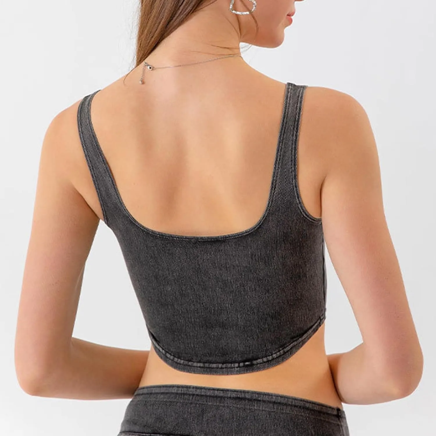 Tank Tops for Women 2025 U-Neck Sleeveless Workout Vest Stretch Denim Sports Lingerie Camisoles Without Pads