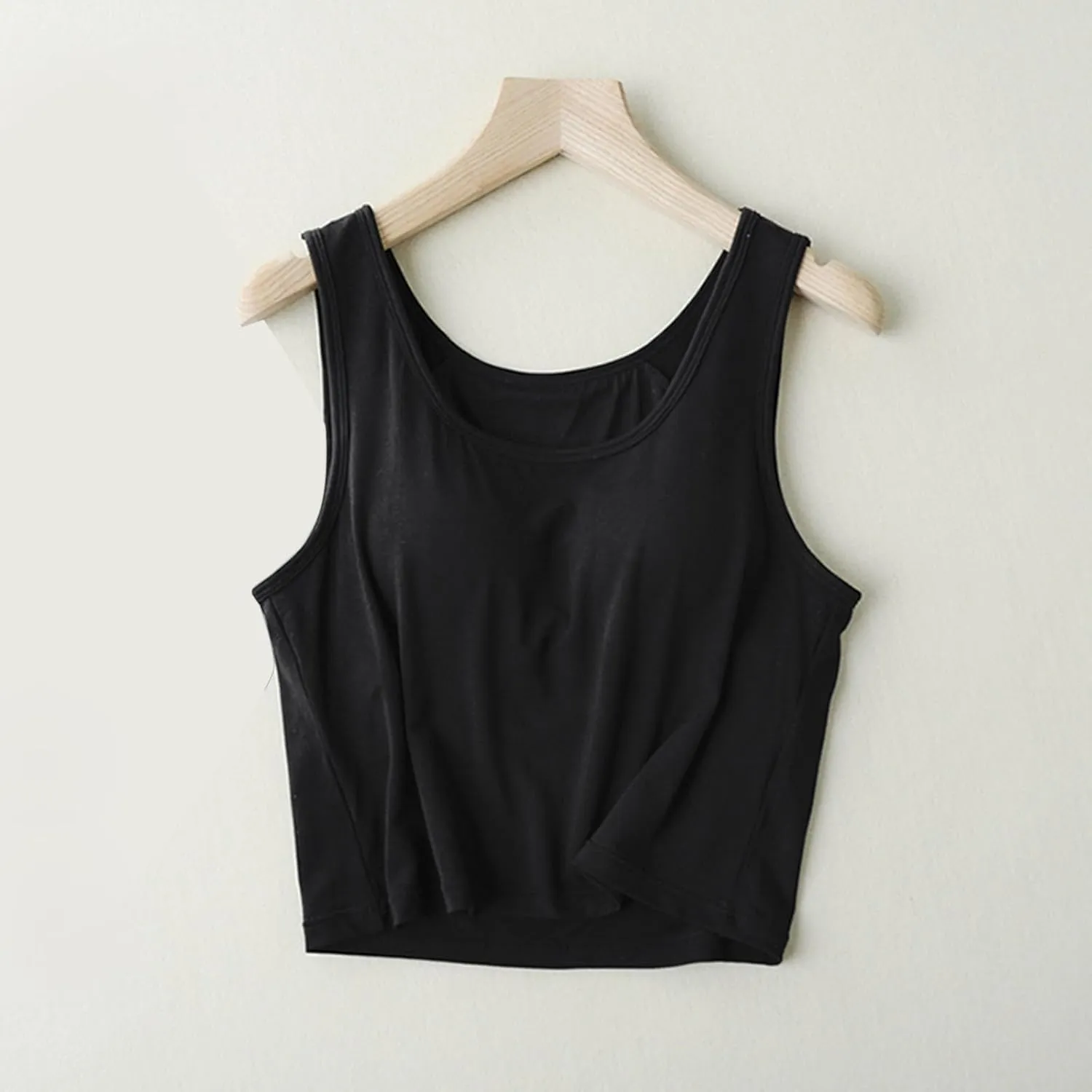 Tank Tops for Women Built in Bra Cotton Shelf Bra Summer Fitted Tanks Layering Sports Workout Camisole Undershirts