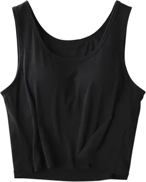 Tank Tops for Women Built in Bra Cotton Shelf Bra Summer Fitted Tanks Layering Sports Workout Camisole Undershirts