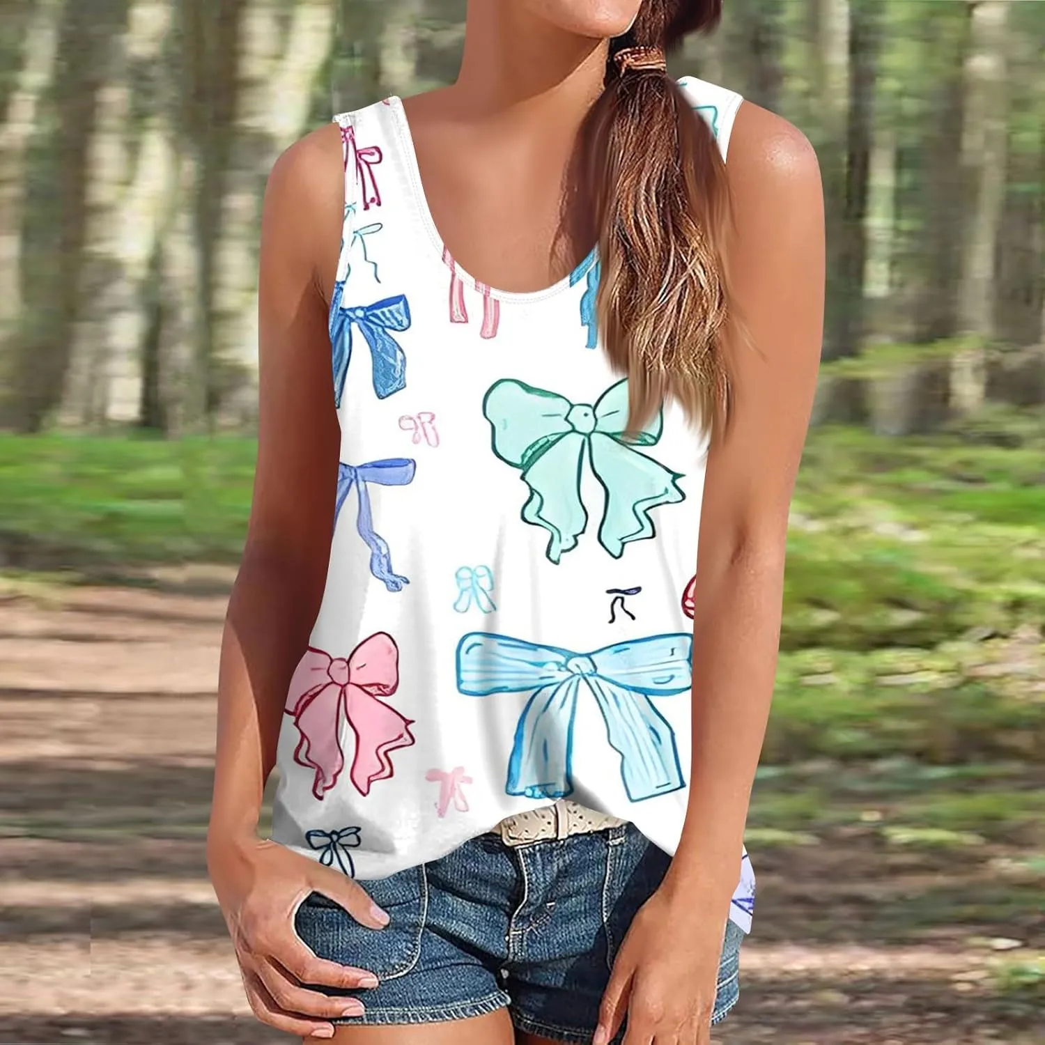 Tank Tops for Women Sleeveless U Neck Summer Activewear Ladies Sports Loose Boho Beach Outfit