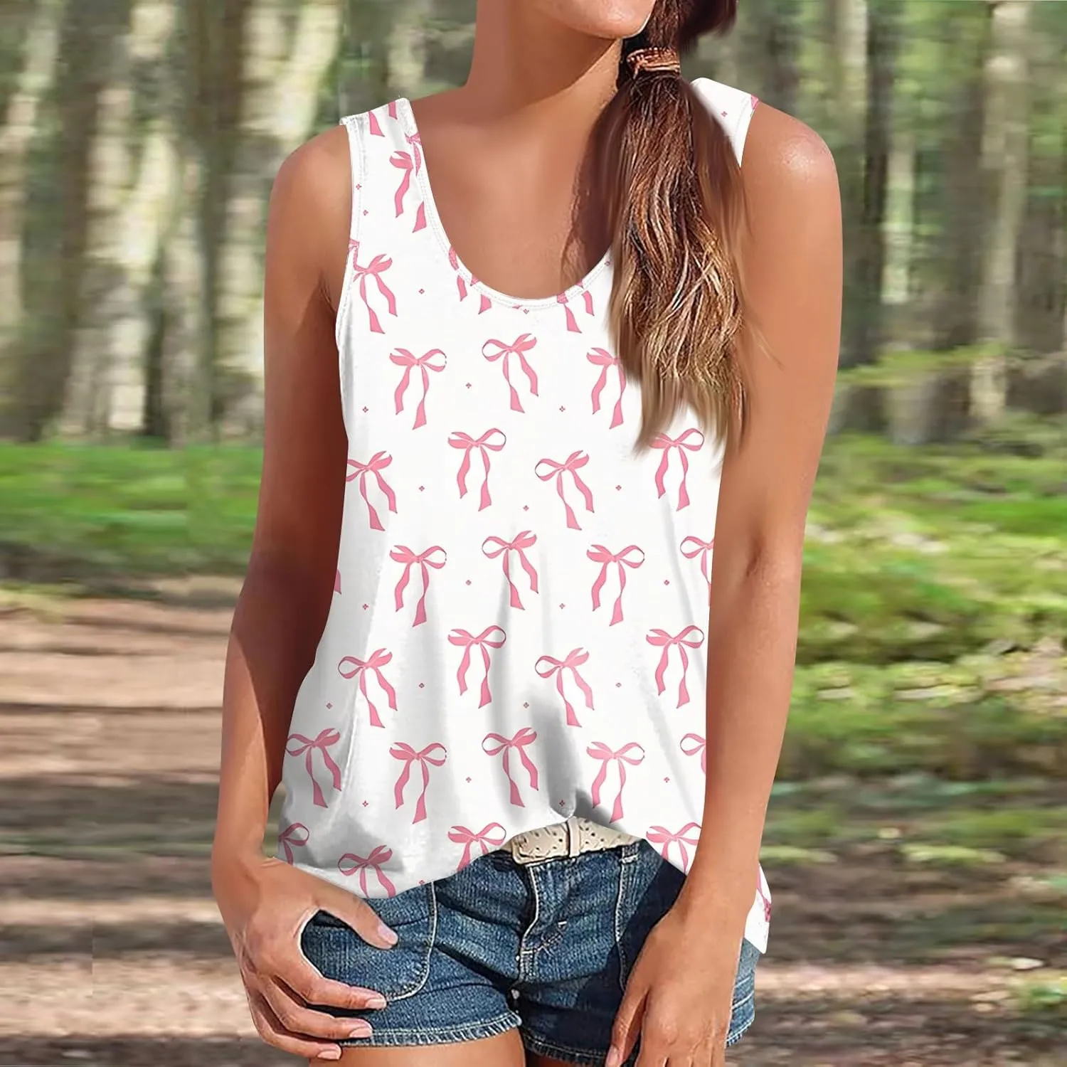 Tank Tops for Women Sleeveless U Neck Summer Activewear Ladies Sports Loose Boho Beach Outfit