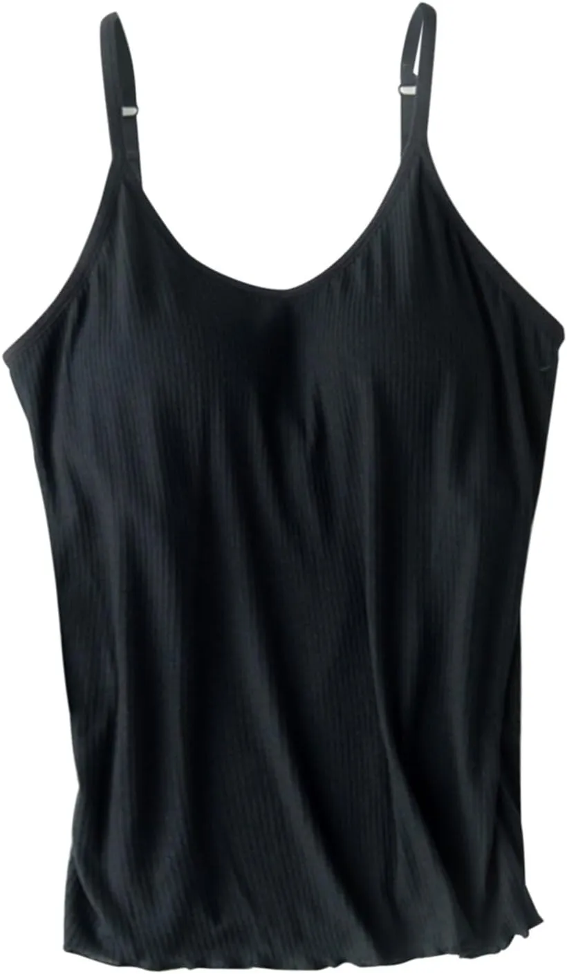Tank Tops for Women,Shelf Bra Camisoles Adjustable Spaghetti Strap Tank Tops Built in Bra Basic Layer Cami
