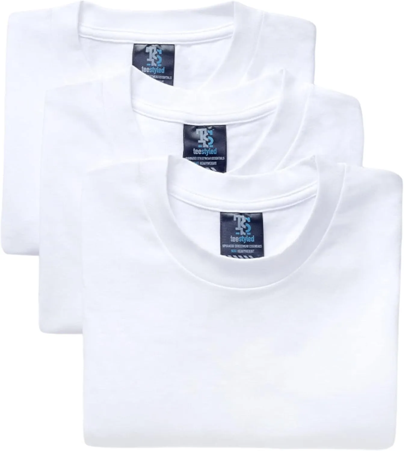 Tee Styled 3-Pack 9 Oz. Luxury T-Shirts for Men | Premium Cotton Tees | Durable Plain Shirts | Comfortable Multipack