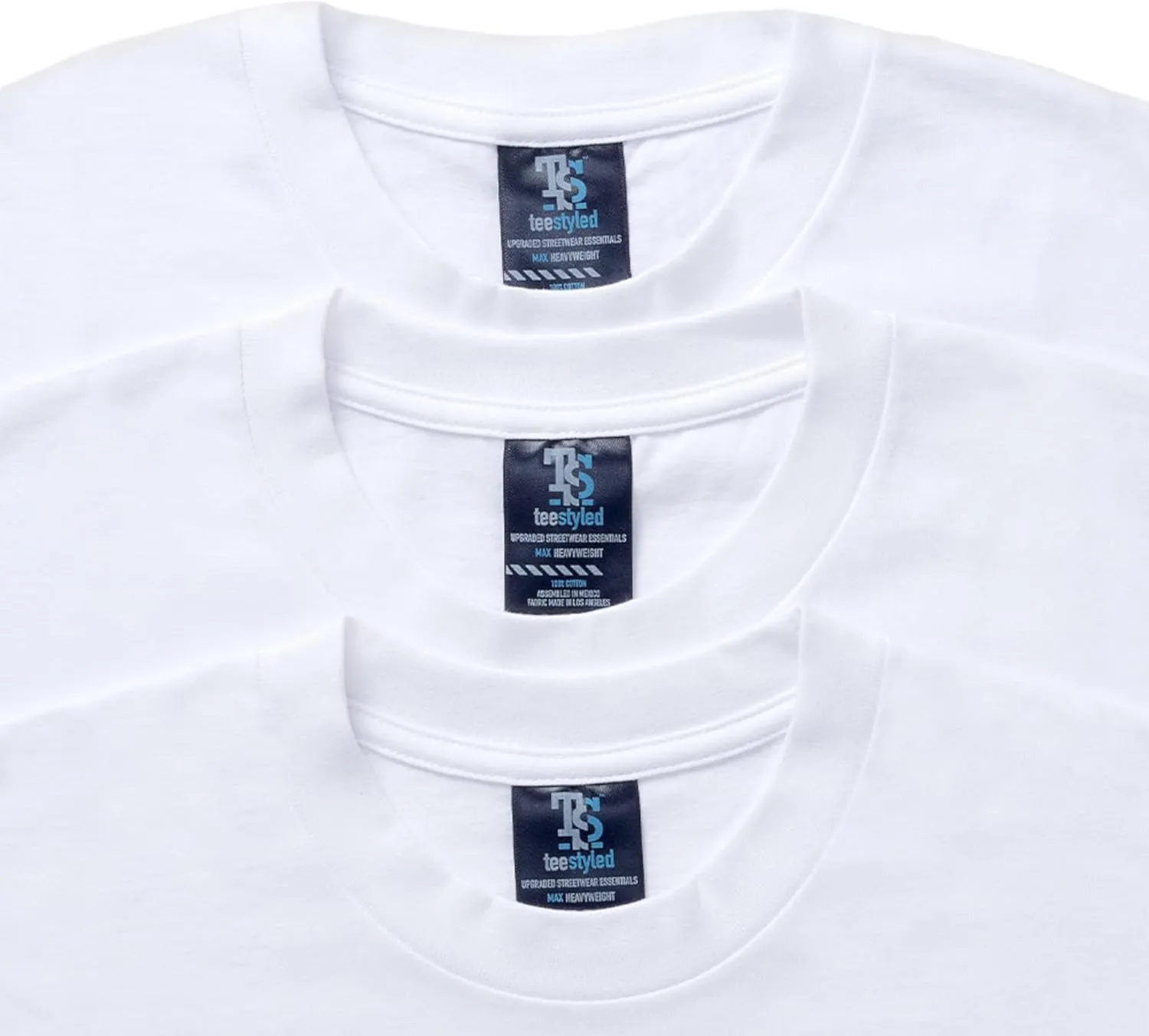 Tee Styled 3-Pack 9 Oz. Luxury T-Shirts for Men | Premium Cotton Tees | Durable Plain Shirts | Comfortable Multipack