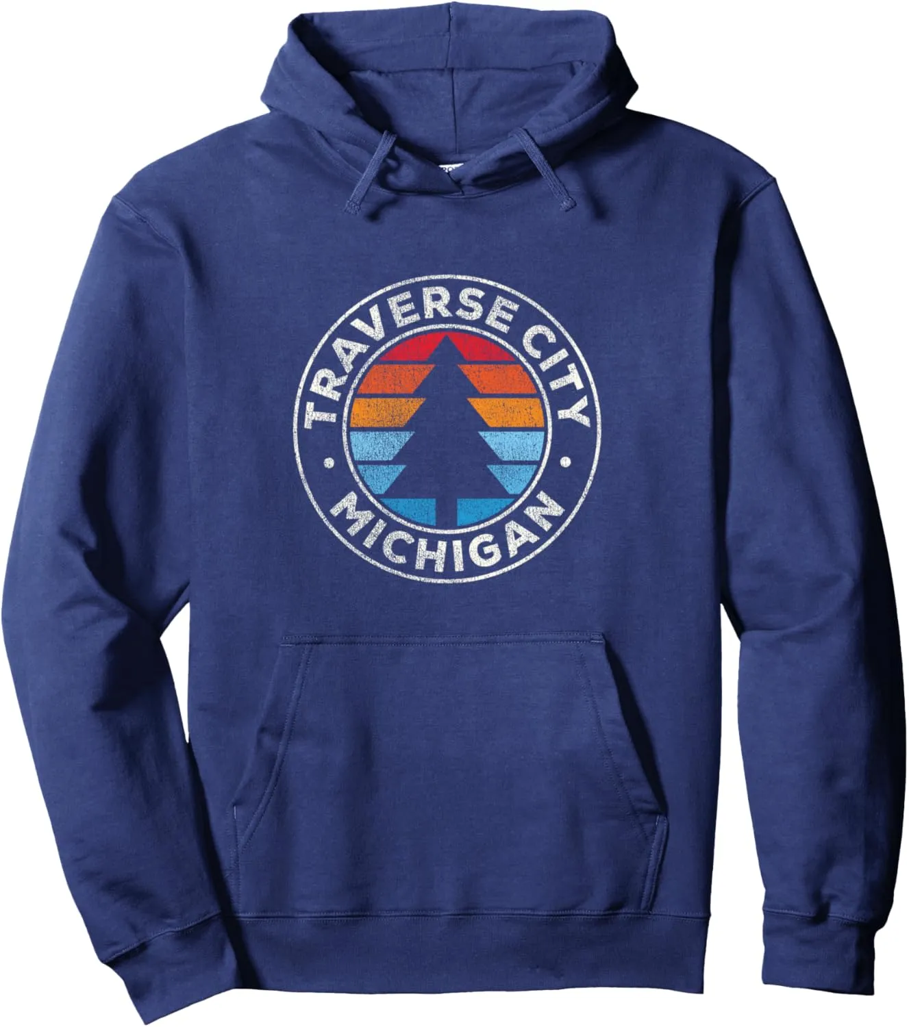 Traverse City Michigan MI Vintage Graphic Retro 70s Pullover Hoodie