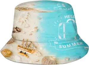 Tropical Beach Hat Palm Tree Bucket Hats Travel Beach Sun Hat Wide Brim Fisherman Caps for Women Men