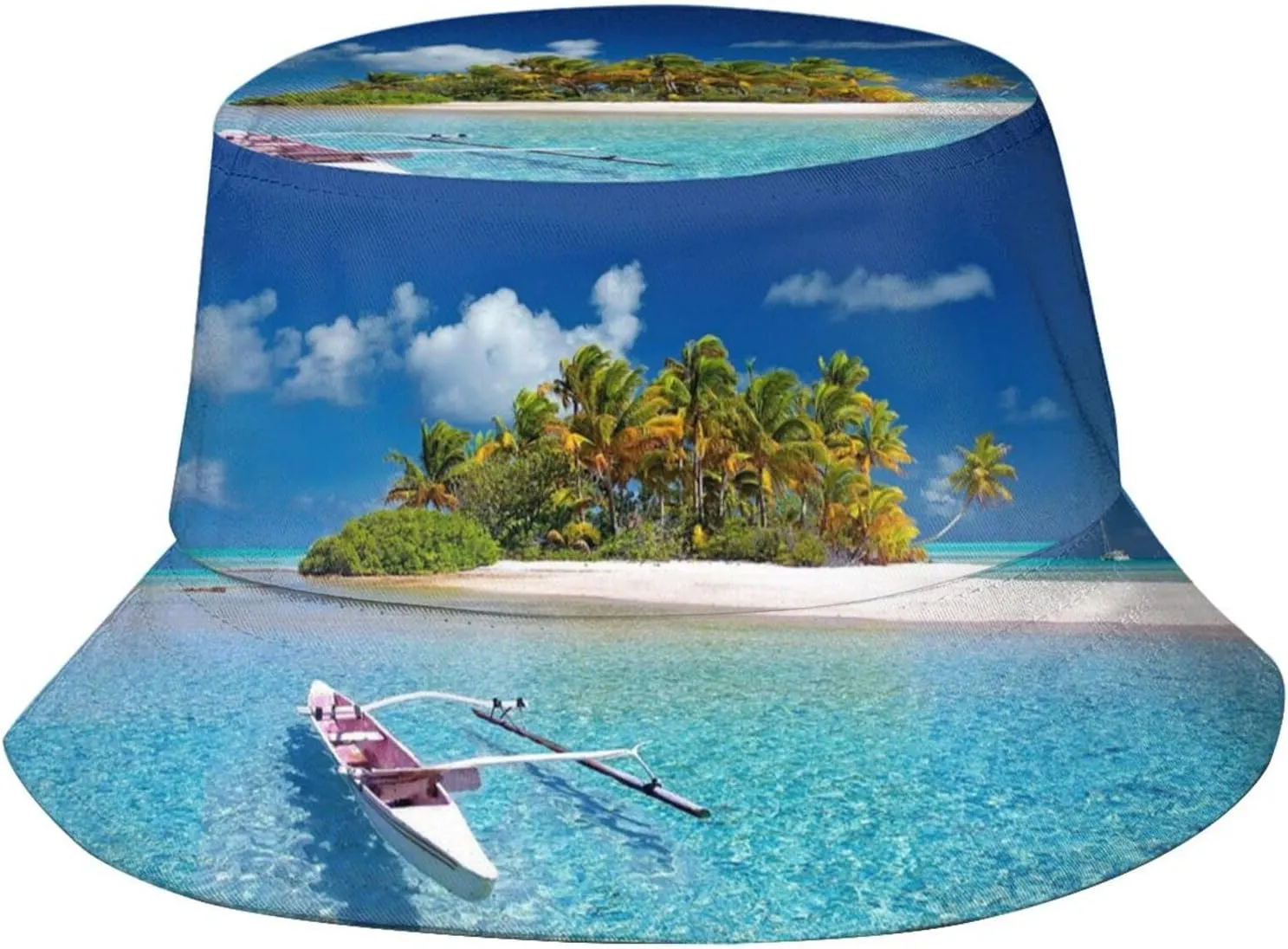 Tropical Beach Hat Palm Tree Bucket Hats Travel Beach Sun Hat Wide Brim Fisherman Caps for Women Men
