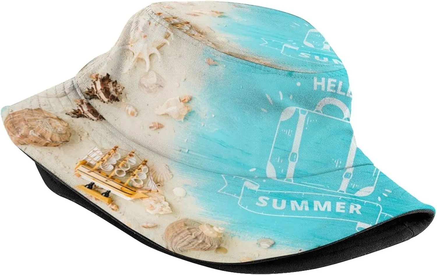 Tropical Beach Hat Palm Tree Bucket Hats Travel Beach Sun Hat Wide Brim Fisherman Caps for Women Men
