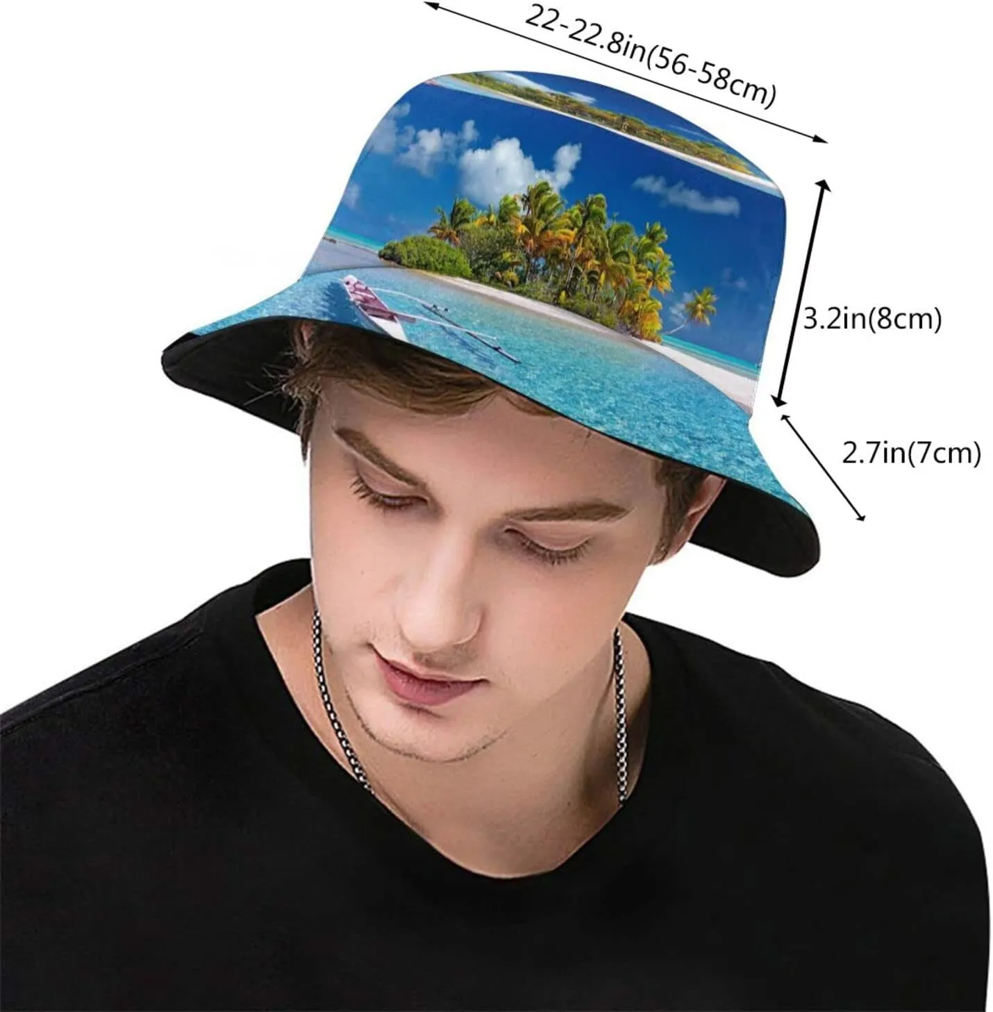 Tropical Beach Hat Palm Tree Bucket Hats Travel Beach Sun Hat Wide Brim Fisherman Caps for Women Men