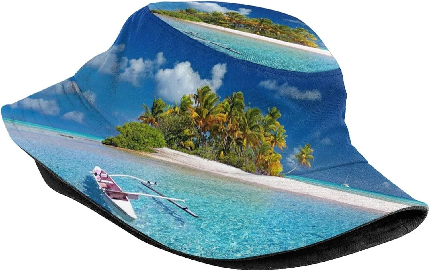 Tropical Beach Hat Palm Tree Bucket Hats Travel Beach Sun Hat Wide Brim Fisherman Caps for Women Men