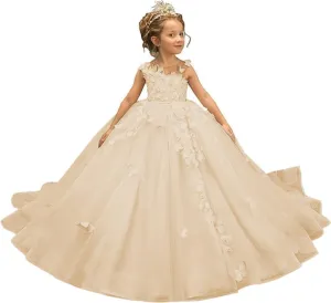 Tulle Flower Girl Dress 3D Butterfly First Communion Dress for Girls Appliques Pageant Dresses Ball Gown