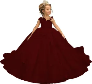 Tulle Flower Girl Dress 3D Butterfly First Communion Dress for Girls Appliques Pageant Dresses Ball Gown