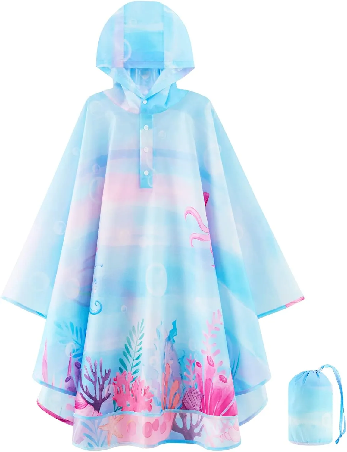 WAWSAM Lightweight Kids Rain Poncho Reusable Toddler Raincoat Waterproof Rain Jacket