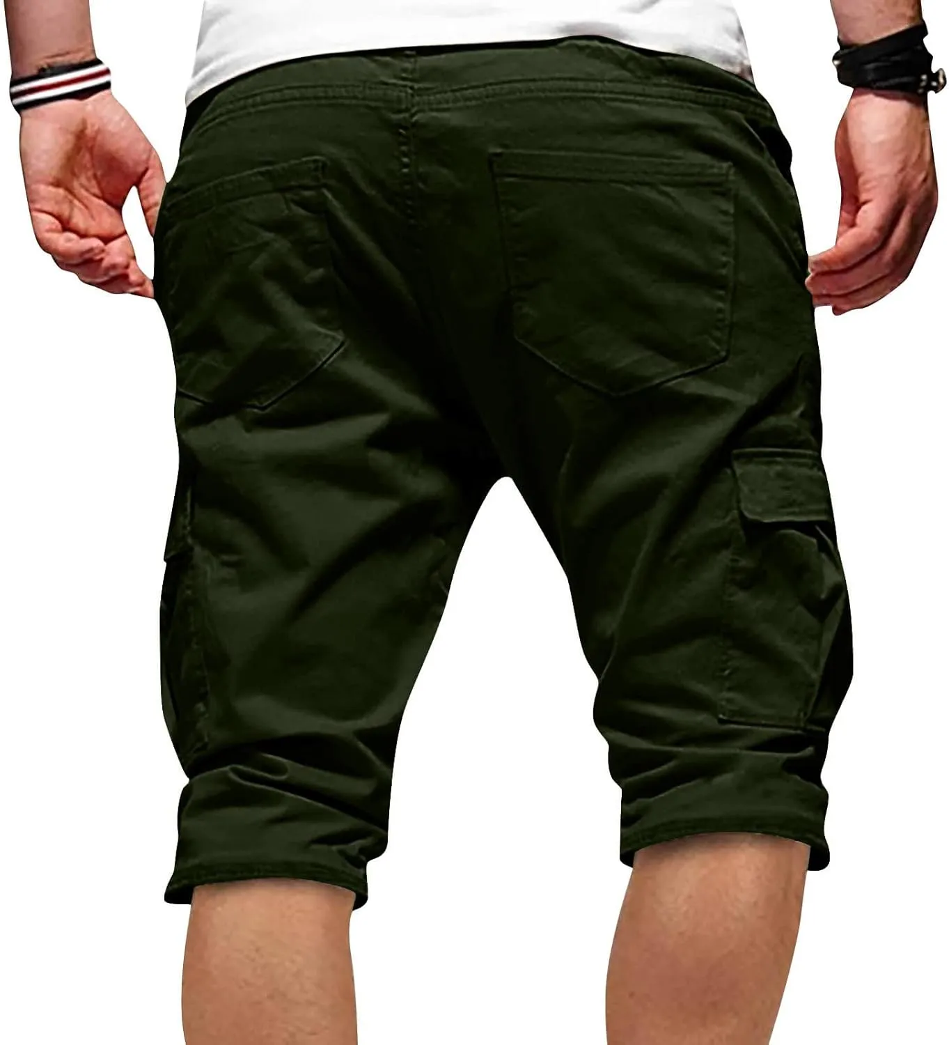 WENKOMG1 Mens Cotton Gym Shorts,Solid Elastic Waist Drastring Workout Shorts Running Jogging Trunks Basketball Shorts