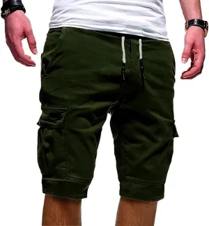 WENKOMG1 Mens Cotton Gym Shorts,Solid Elastic Waist Drastring Workout Shorts Running Jogging Trunks Basketball Shorts