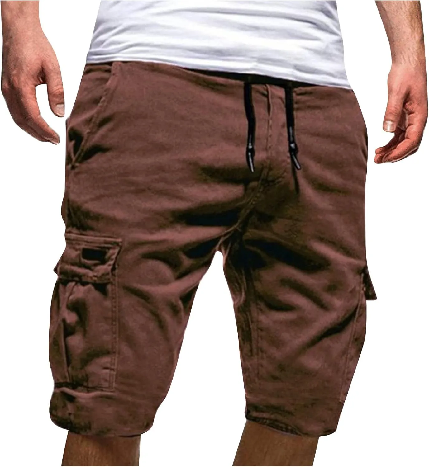 WENKOMG1 Mens Cotton Gym Shorts,Solid Elastic Waist Drastring Workout Shorts Running Jogging Trunks Basketball Shorts