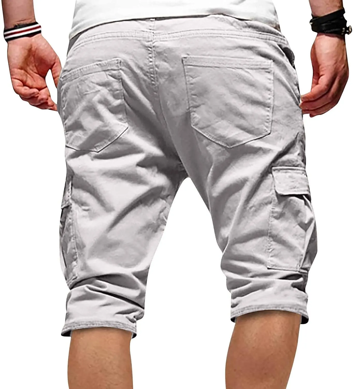 WENKOMG1 Mens Cotton Gym Shorts,Solid Elastic Waist Drastring Workout Shorts Running Jogging Trunks Basketball Shorts